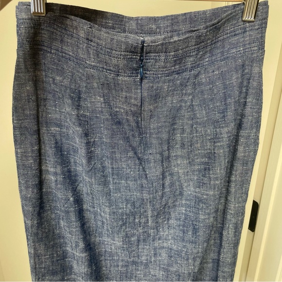 Ann Taylor Chambray Blue Pencil Skirt with Slit - Picture 7 of 8